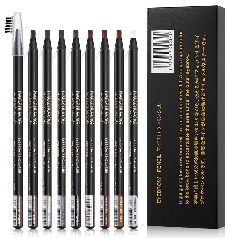 12PCS HaoZhuang Eyebrow Pencil Cosmetic Wholesale Eyeshadow Natural Long-Lasting Tattoo Eyebrows Eaterproof Makeup set Beauty