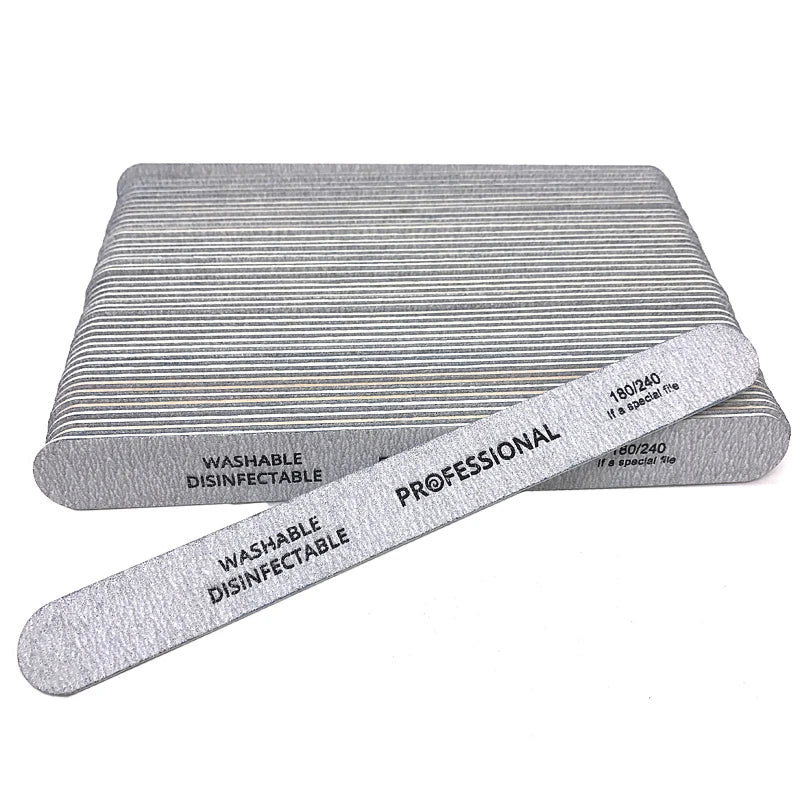 100Pcs Professional Nail Files 100/180/240 Grinding Polishing Manicure Pedicure Double-sided Nail Buffers Tool Lixas Para Unhas