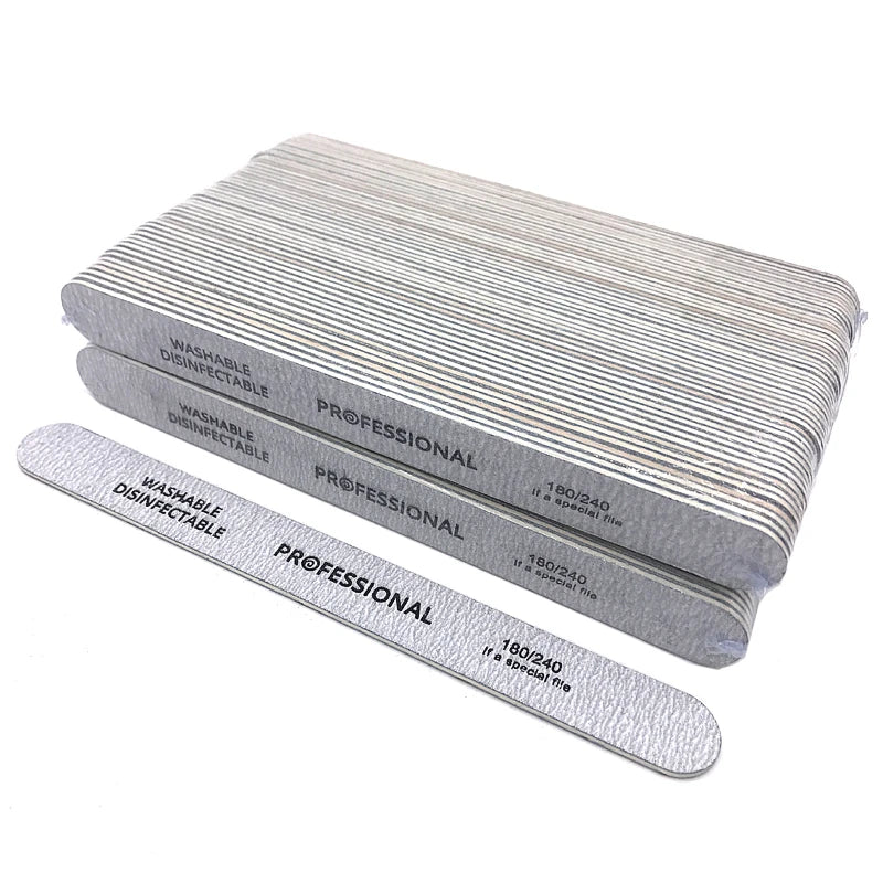 100Pcs Professional Nail Files 100/180/240 Grinding Polishing Manicure Pedicure Double-sided Nail Buffers Tool Lixas Para Unhas