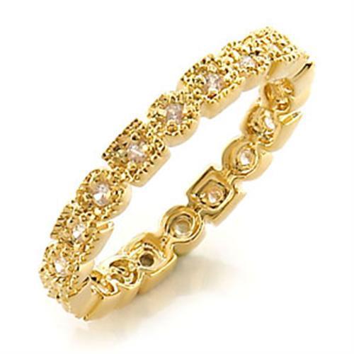 LO450 - Gold Brass Ring with AAA Grade CZ in Clear
