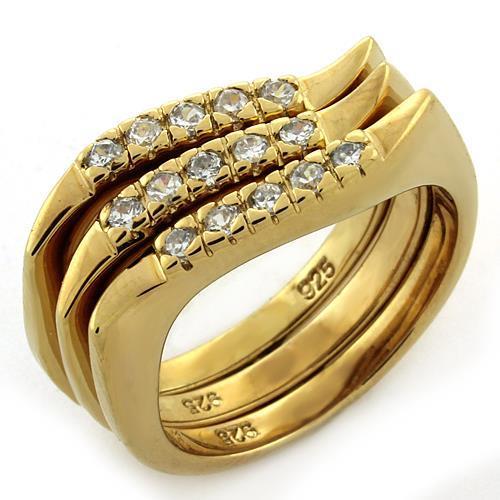 LOAS1150 - Gold 925 Sterling Silver Ring with AAA Grade CZ in Clear