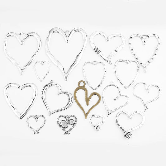 1 Pack Tibetan Silver Large Hollow Irregular Love Heart Charms Pendant For DIY Women Necklace Bracelet Jewelry Making Findings