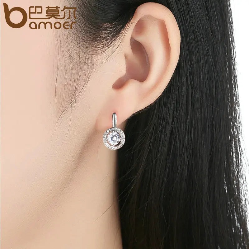 BAMOER New Arrival Silver Color Round Shape Full Of Love Dangle Earrings For Women Fashion Jewelry YIE106