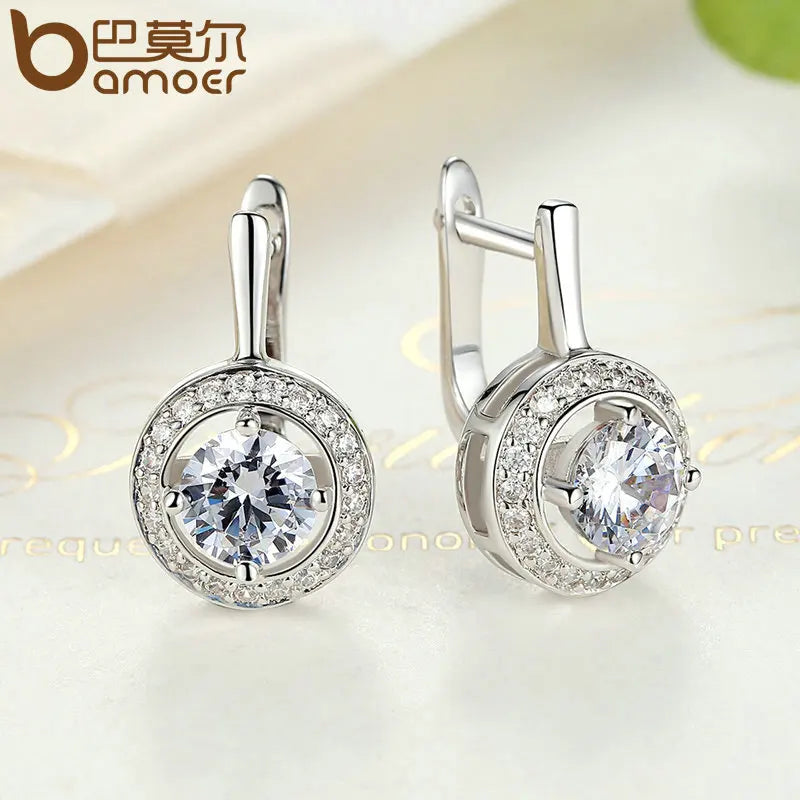 BAMOER New Arrival Silver Color Round Shape Full Of Love Dangle Earrings For Women Fashion Jewelry YIE106