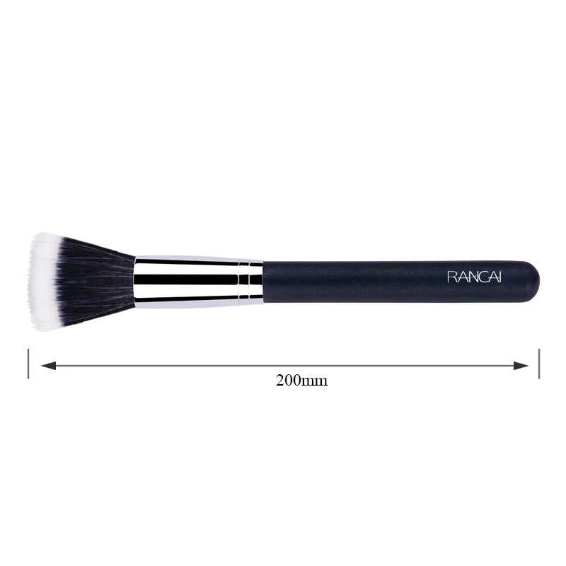 RANCAI 1pcs Full Size Powder Brush Blusher Contour Skin Care Black Fiber Stippling Brush Cosmetic Make Up Beauty Tools