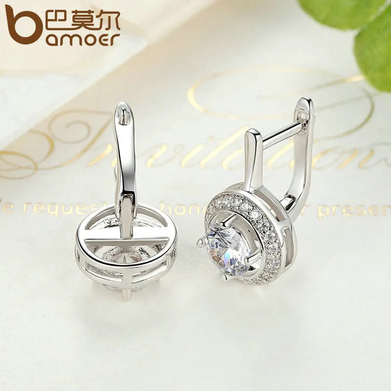 BAMOER New Arrival Silver Color Round Shape Full Of Love Dangle Earrings For Women Fashion Jewelry YIE106