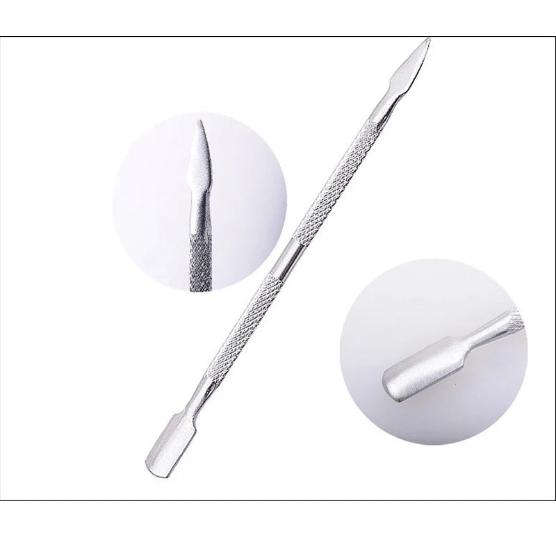 4pcs/lot Cuticle Pusher Steel Cuticle Remover Metal Double Sided nagelriem pusher set Nail Care Tools Dead Skin quita cuticula