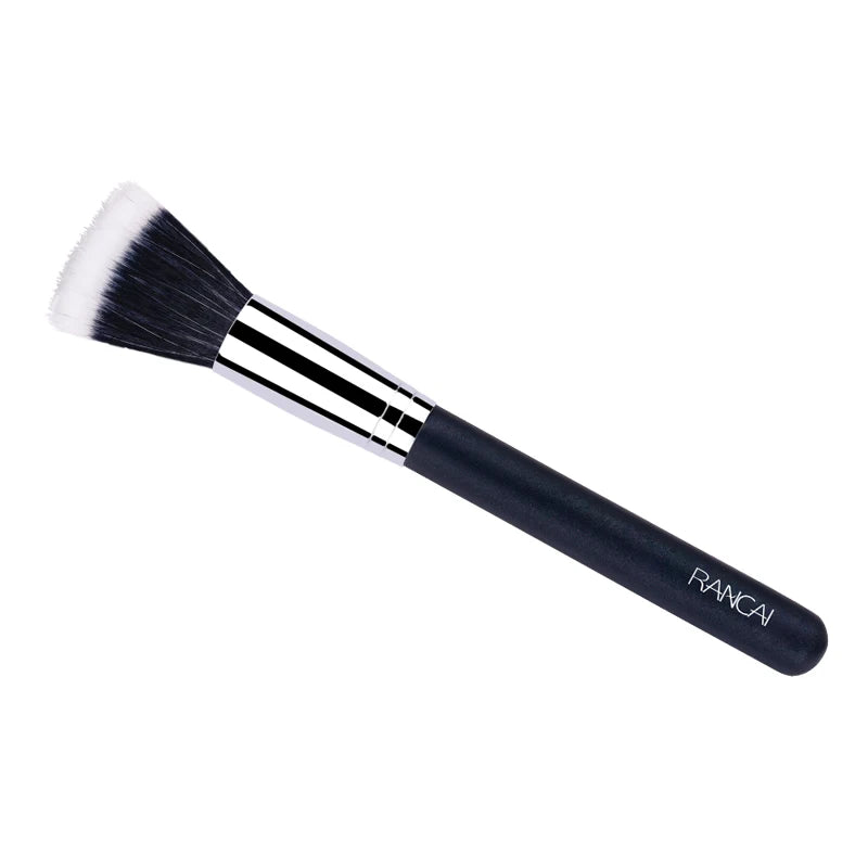 RANCAI 1pcs Full Size Powder Brush Blusher Contour Skin Care Black Fiber Stippling Brush Cosmetic Make Up Beauty Tools