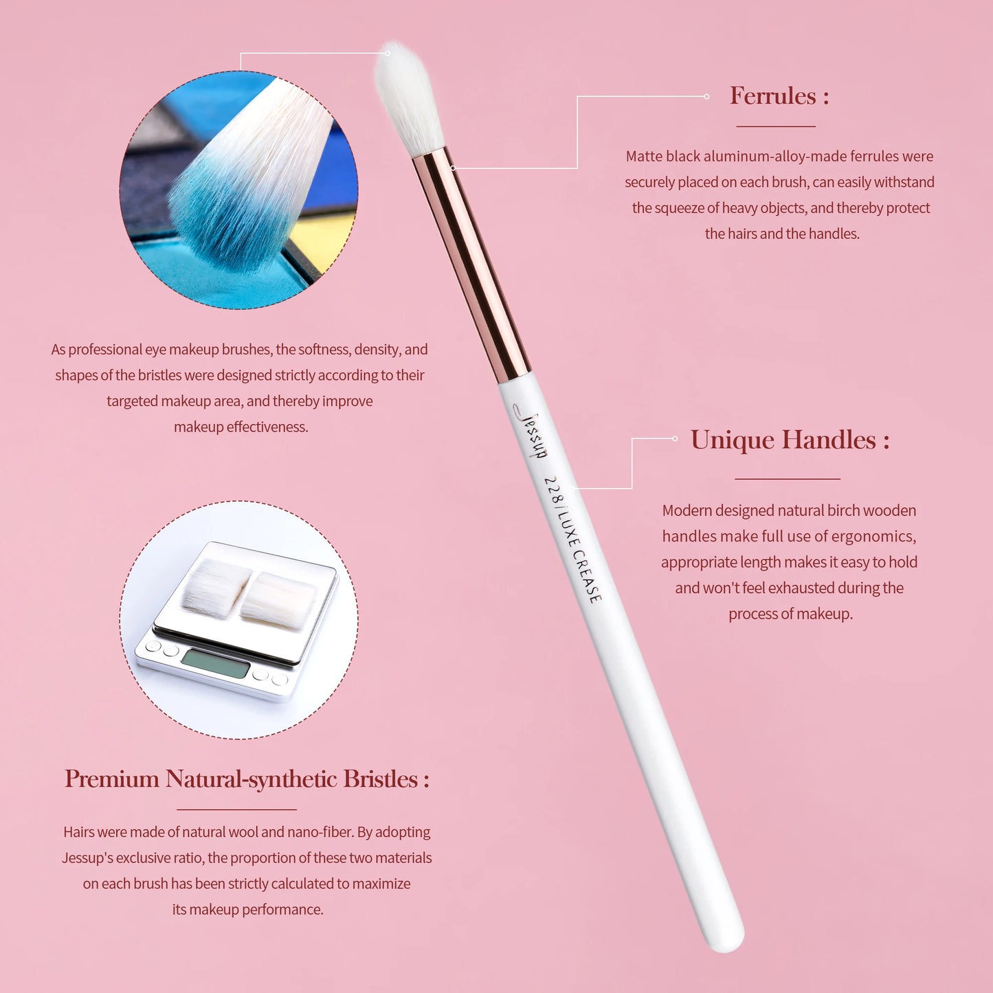 Jessup  Makeup Brushes Kit 15Pcs Pearl White/Rose Gold pinceaux maquillage Cosmetis Tools Eyeliner Shader Concealer Pencil T217