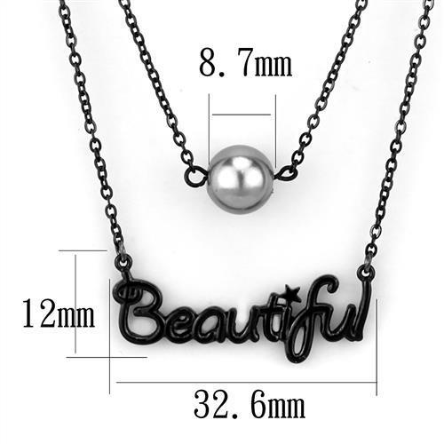 TK2628 - IP Black(Ion Plating) Stainless Steel Necklace with Synthetic