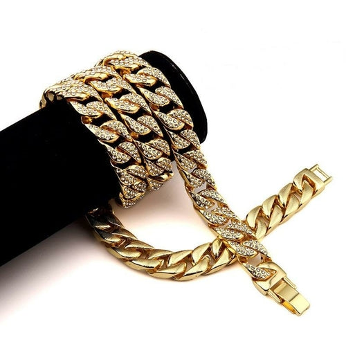 Heavy 24K Solid Gold Plated MIAMI CUBAN LINK Exaggerated Shiny Full