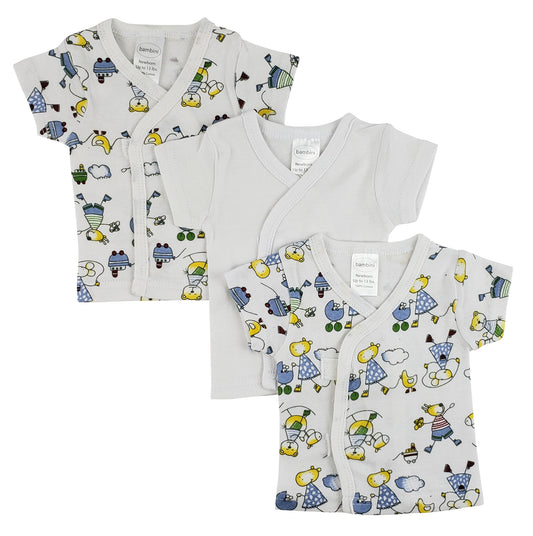 Bambini White Side Snap Short Sleeve Shirt - 3 Pack