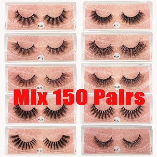 Faux Mink Eyelashes Wholesale Natural 3d Mink Lashes Bulk Fluffy Wispy