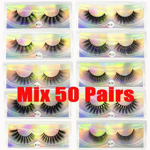 Faux Mink Eyelashes Wholesale Natural 3d Mink Lashes Bulk Fluffy Wispy