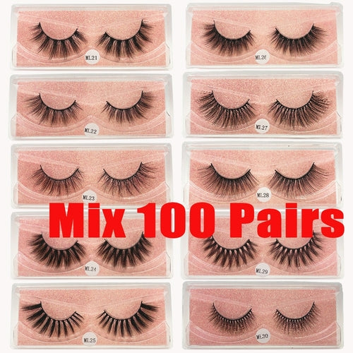 Faux Mink Eyelashes Wholesale Natural 3d Mink Lashes Bulk Fluffy Wispy