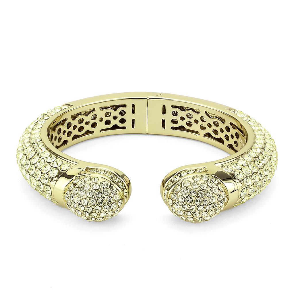 LO4295 - Flash Gold Brass Bangle with Top Grade Crystal  in Citrine