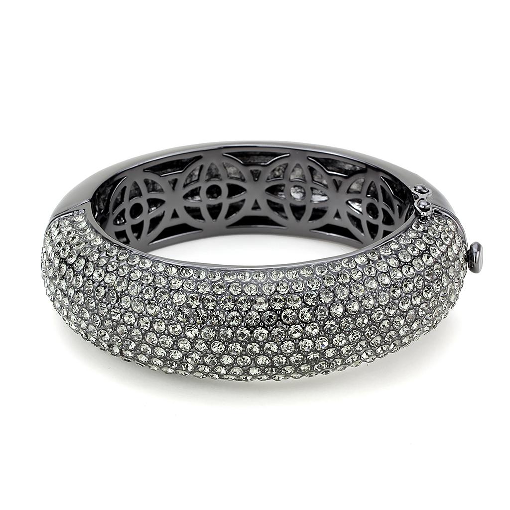 LO4304 - TIN Cobalt Black Brass Bangle with Top Grade Crystal  in