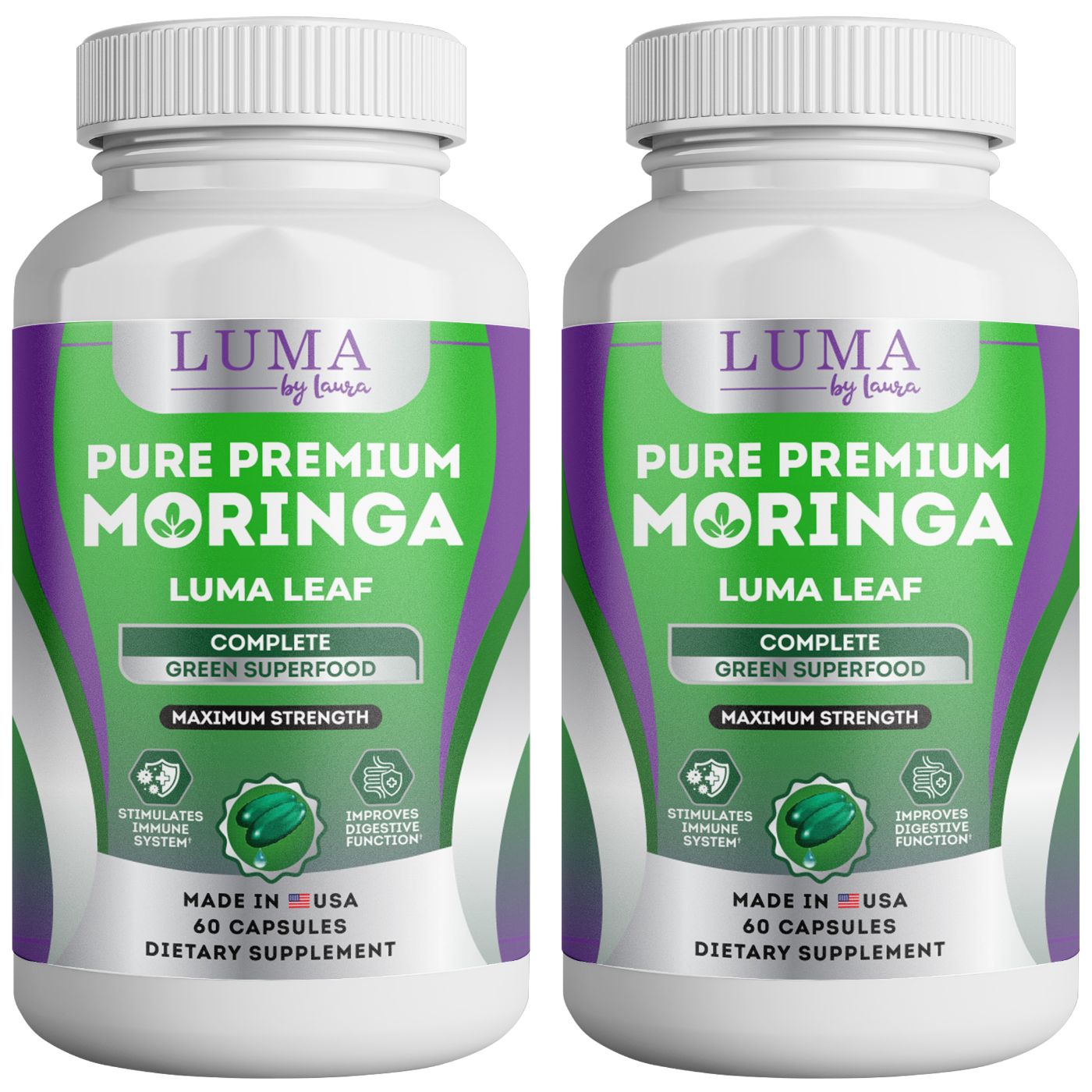 Luma Leaf Moringa Capsules for Anti-Inflammatory, Energy & Immune Supp