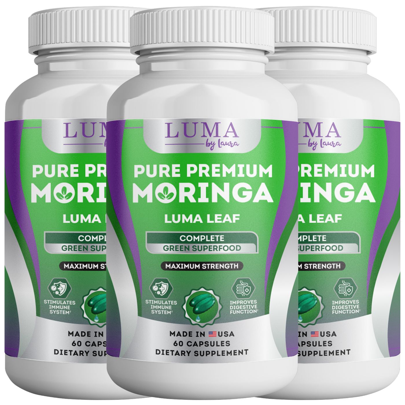 Luma Leaf Moringa Capsules for Anti-Inflammatory, Energy & Immune Supp