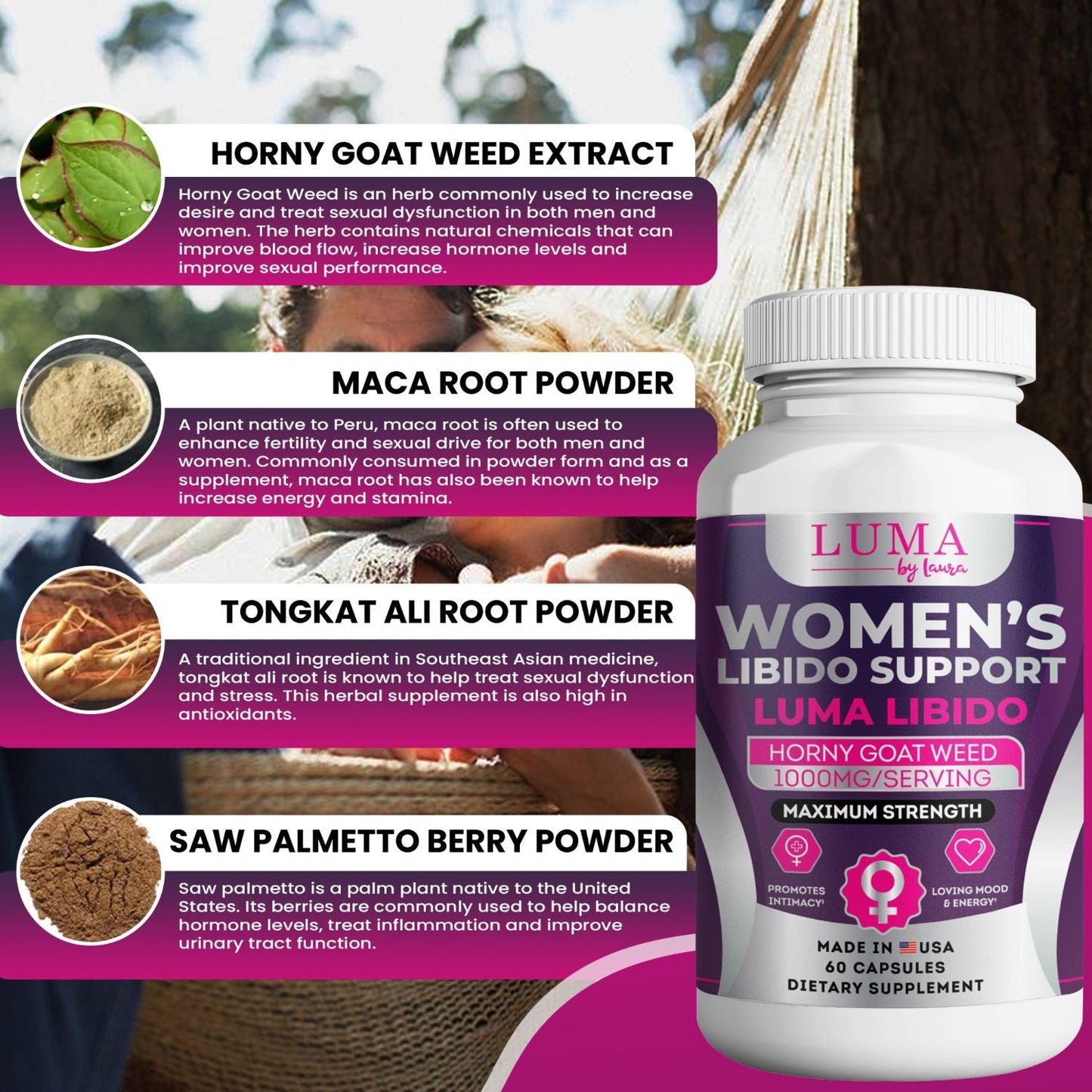 Luma Female Libido Booster to Help Enhance Mood, Energy & Desire - 60