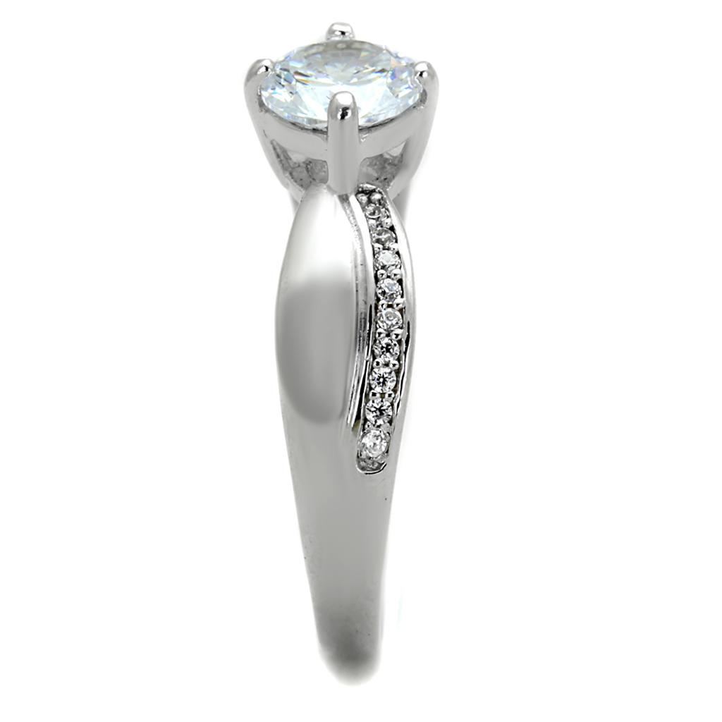 TS264 - Rhodium 925 Sterling Silver Ring with AAA Grade CZ  in Clear