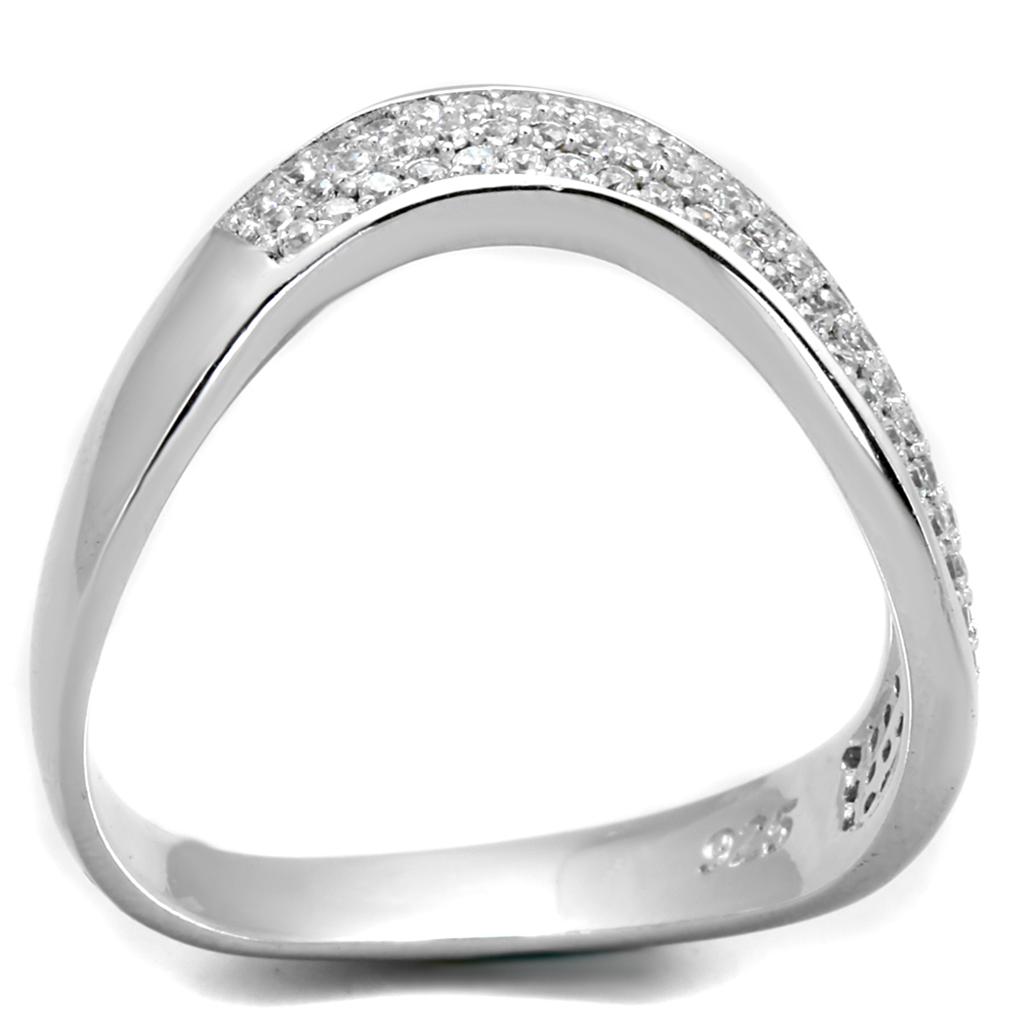 TS402 - Rhodium 925 Sterling Silver Ring with AAA Grade CZ  in Clear