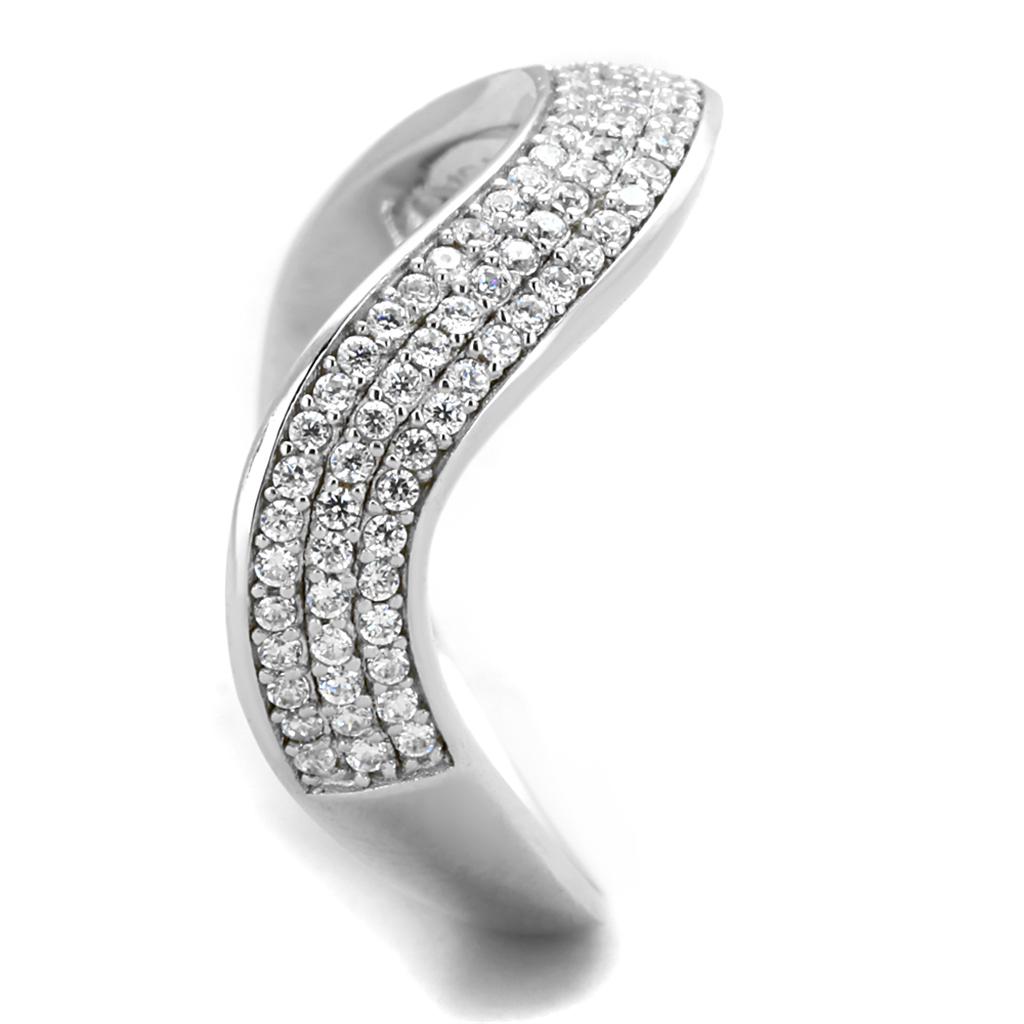 TS402 - Rhodium 925 Sterling Silver Ring with AAA Grade CZ  in Clear