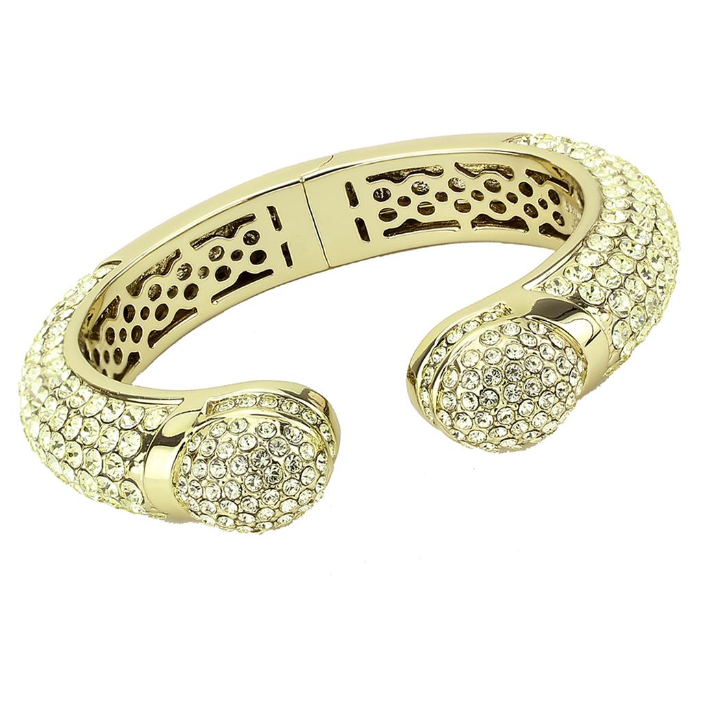 LO4295 - Flash Gold Brass Bangle with Top Grade Crystal  in Citrine