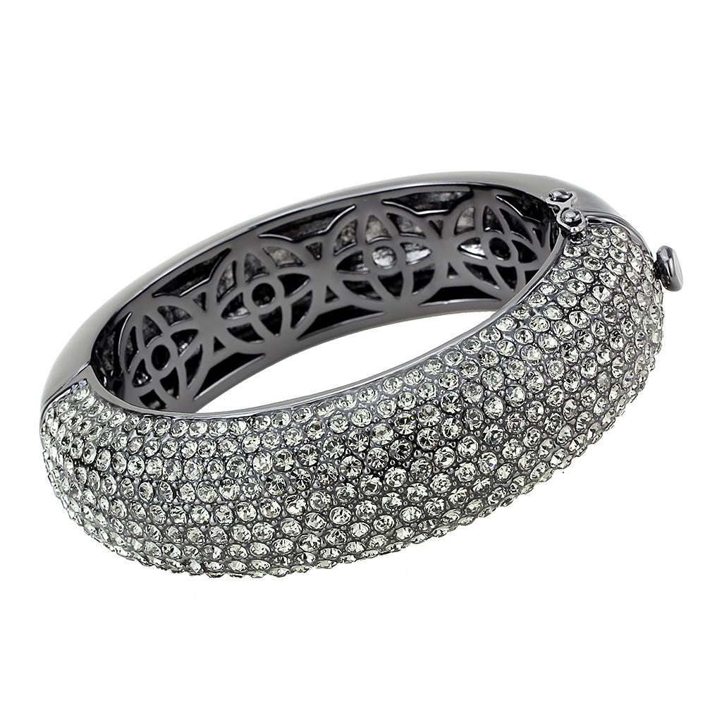 LO4304 - TIN Cobalt Black Brass Bangle with Top Grade Crystal  in