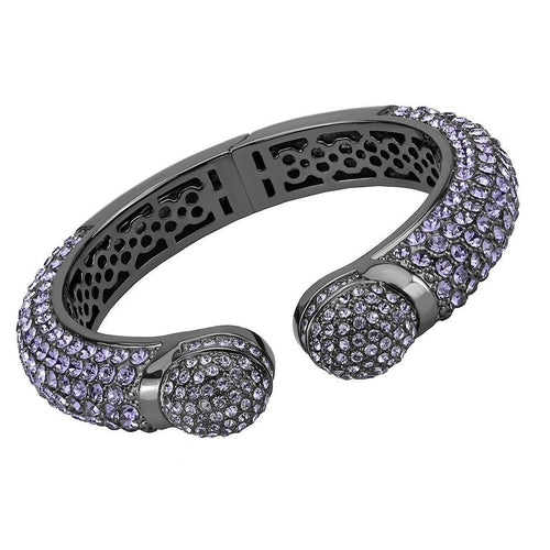 LO4312 - TIN Cobalt Black Brass Bangle with Top Grade Crystal  in