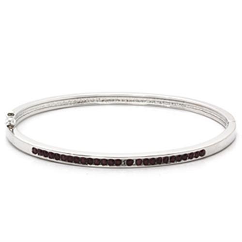 LO851 - Imitation Rhodium Brass Bangle with Top Grade Crystal  in