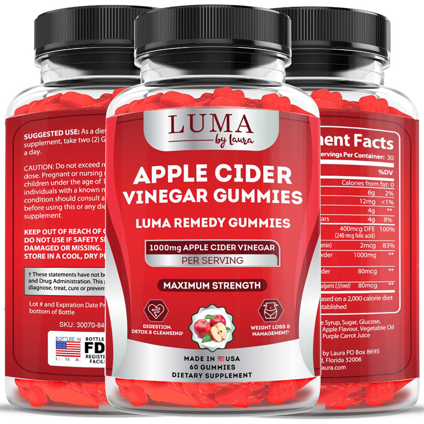 Luma Apple Cider Vinegar Gummies, Weight Loss & Appetite Suppressant -