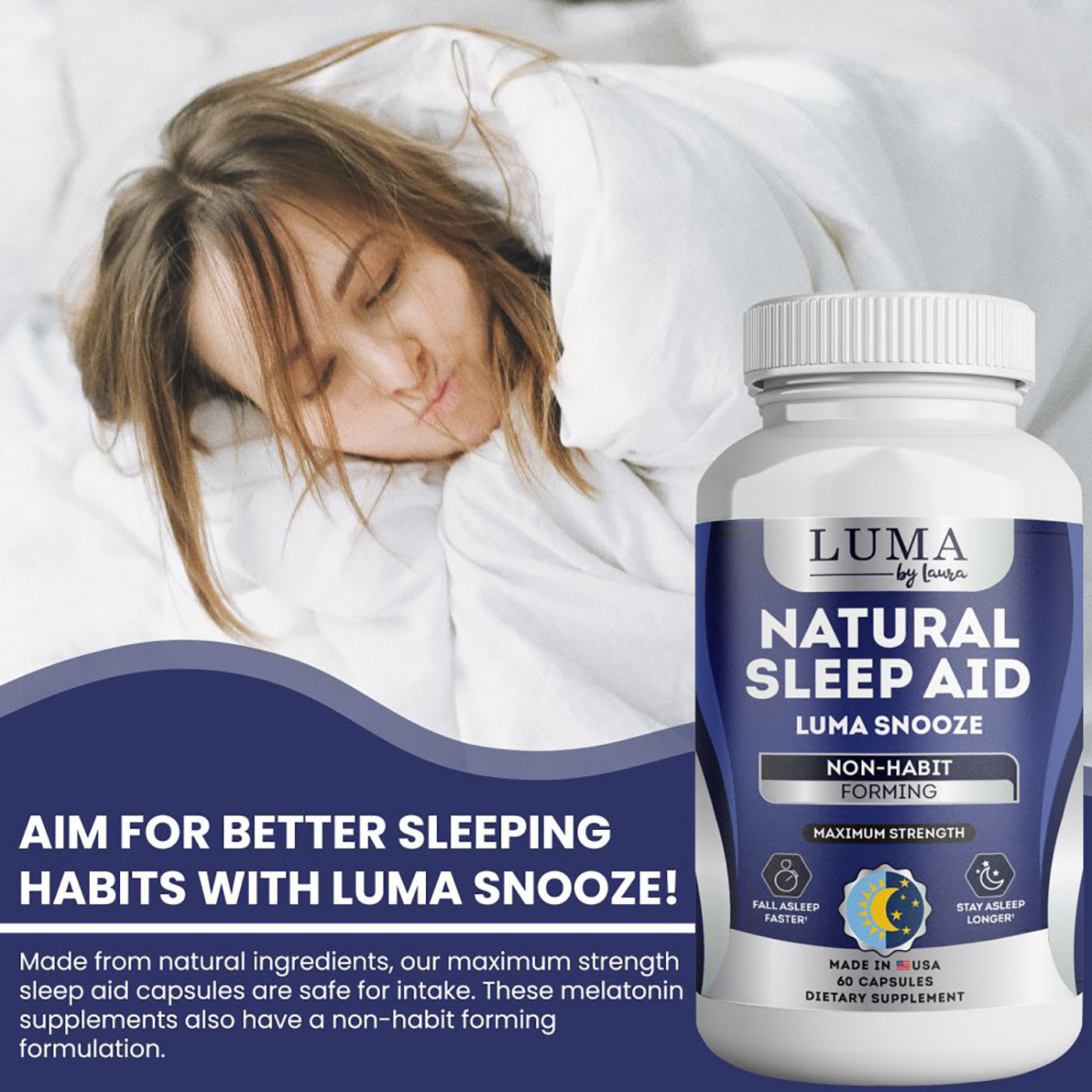 Luma Snooze - Natural Sleep Aid, Non-Habit Forming, Insomnia Relief