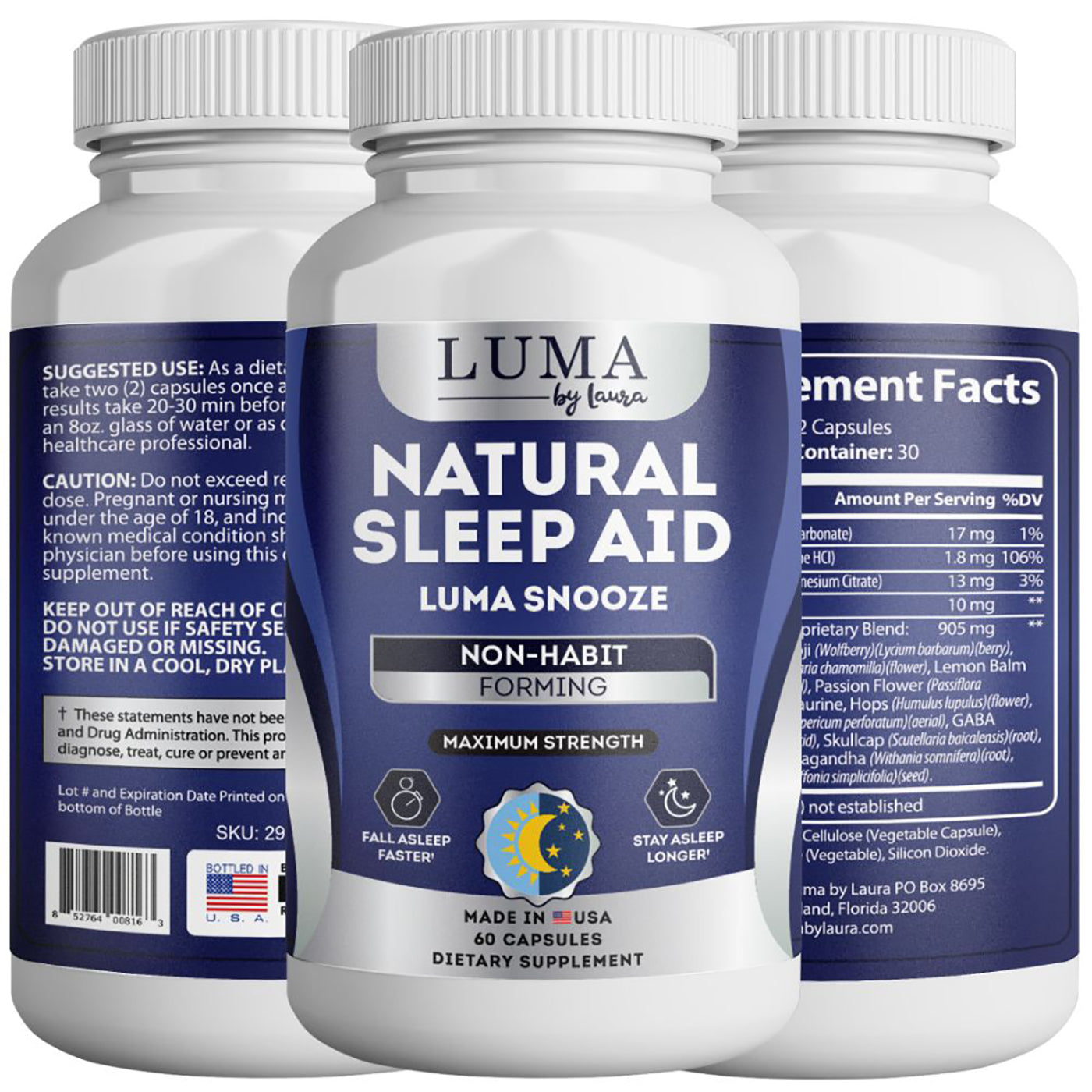 Luma Snooze - Natural Sleep Aid, Non-Habit Forming, Insomnia Relief